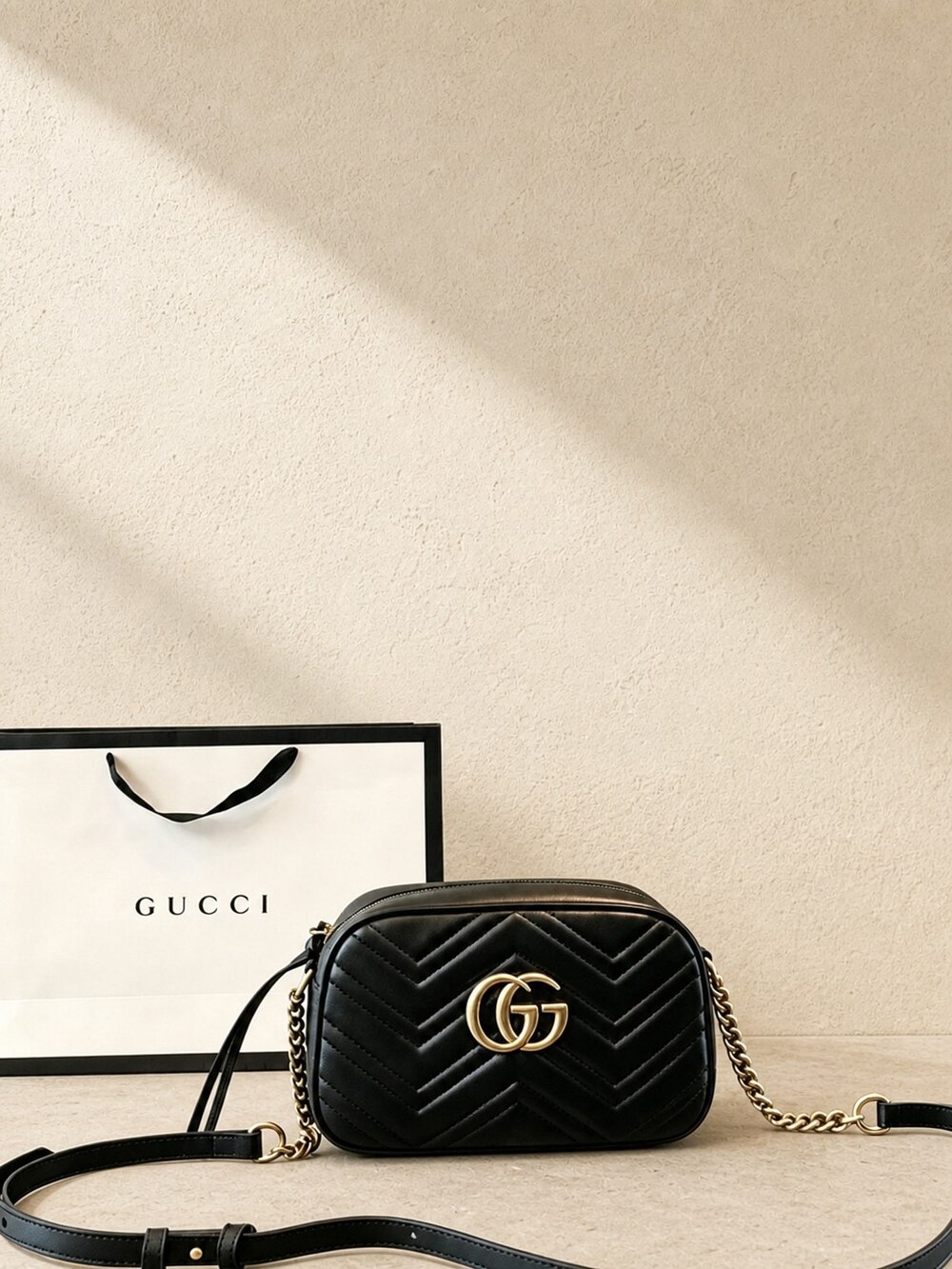 Gucci Small Matelassé Leather Camera Crossbody Bag | GG Marmont